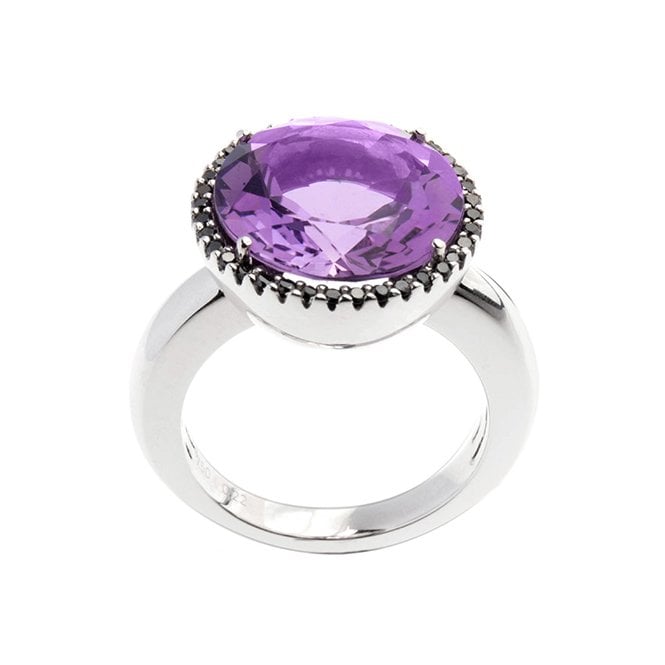 18ct amethyst and black diamond ring