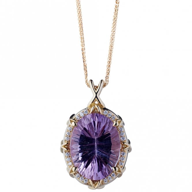 18ct amethyst and diamond necklace.