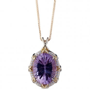 18ct amethyst and diamond necklace.