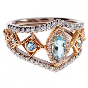 18ct aquamarine and diamond ring