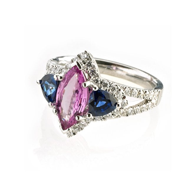 18ct diamond a multi sapphire ring