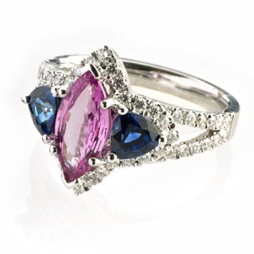 18ct diamond a multi sapphire ring