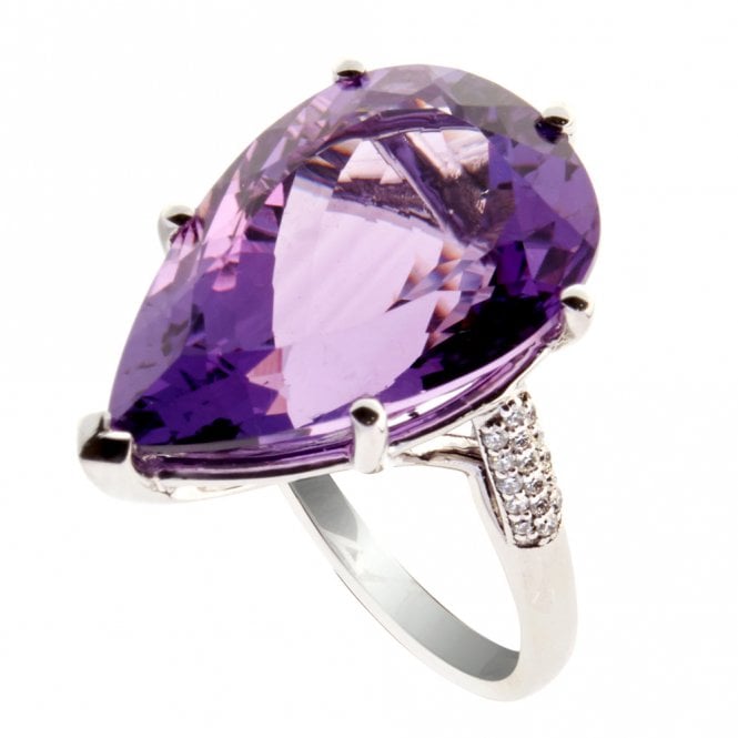 18ct diamond and amethyst ring