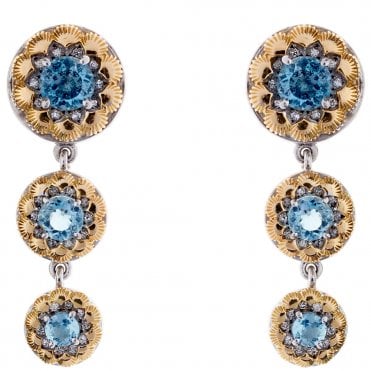 18ct diamond and aquamarine drop earrings