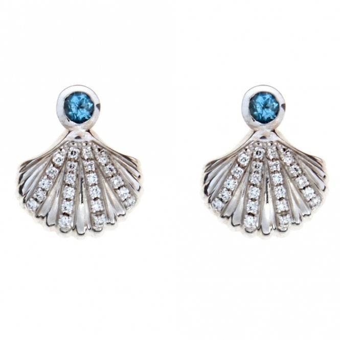18ct diamond and aquamarine earrings