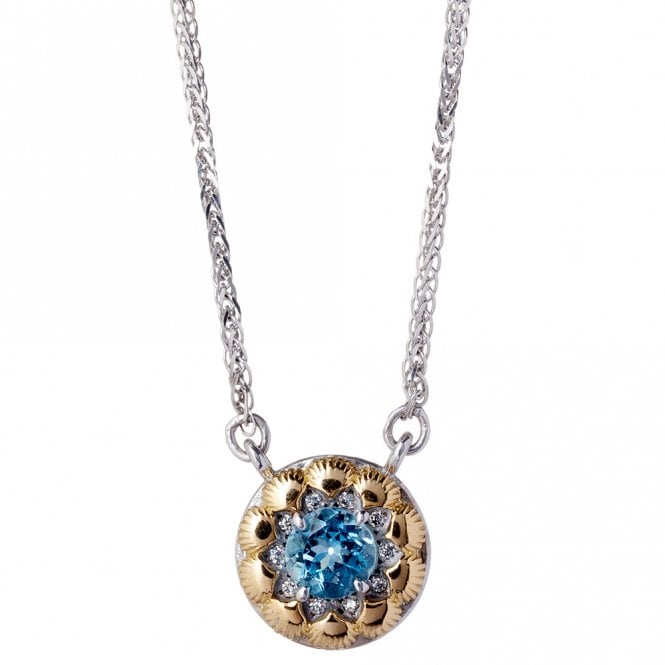 18ct diamond and aquamarine necklace