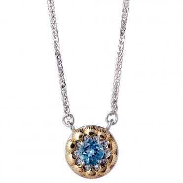 18ct diamond and aquamarine necklace