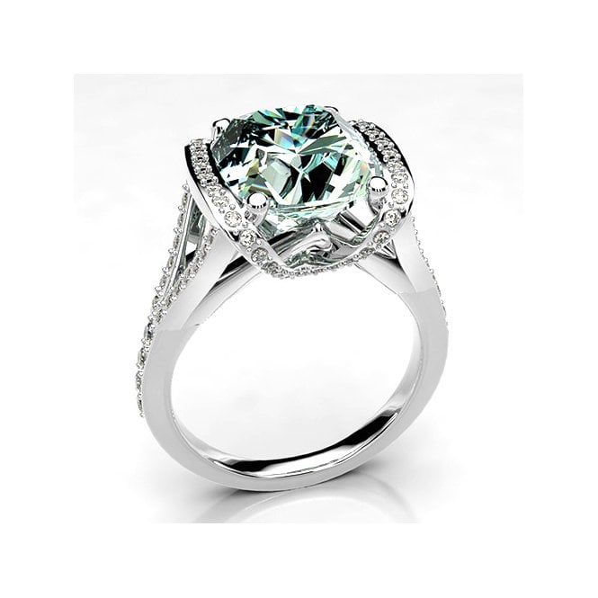 18ct diamond and aquamarine ring