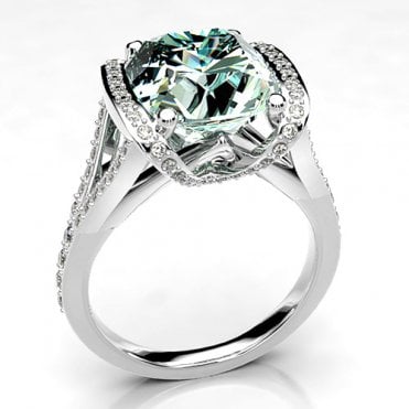 18ct diamond and aquamarine ring