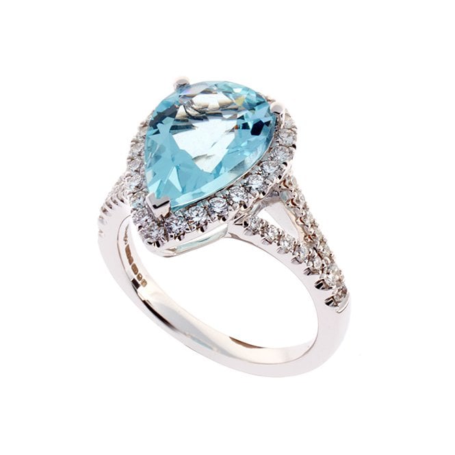 18ct diamond and aquamarine ring
