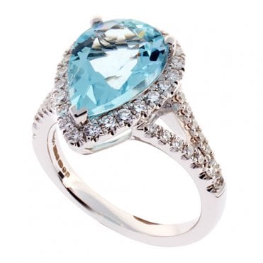 18ct diamond and aquamarine ring