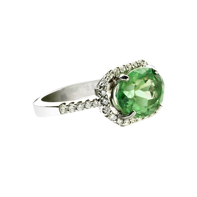 18ct diamond and green tourmaline ring