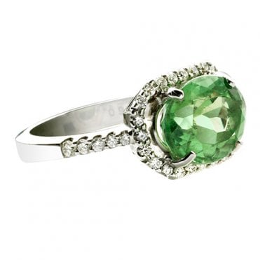 18ct diamond and green tourmaline ring