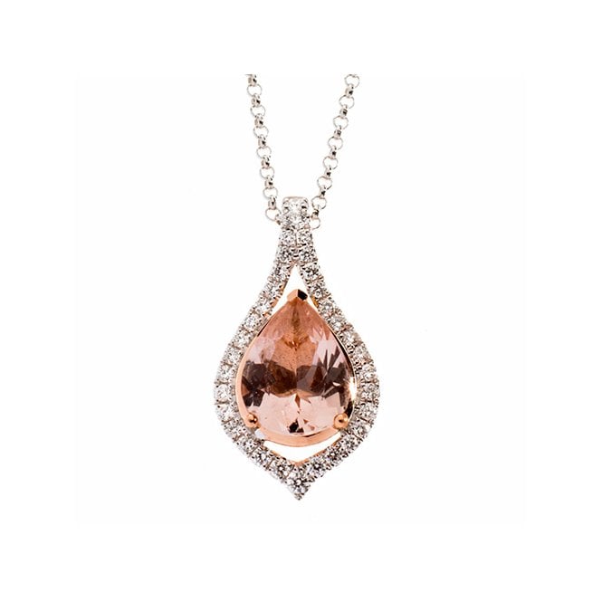 18ct diamond and morganite pendant