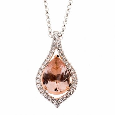 18ct diamond and morganite pendant