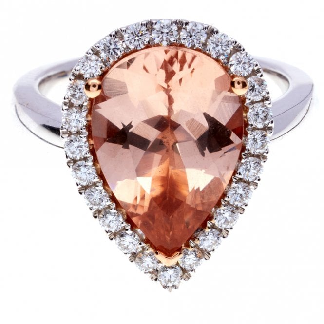 18ct diamond and morganite ring