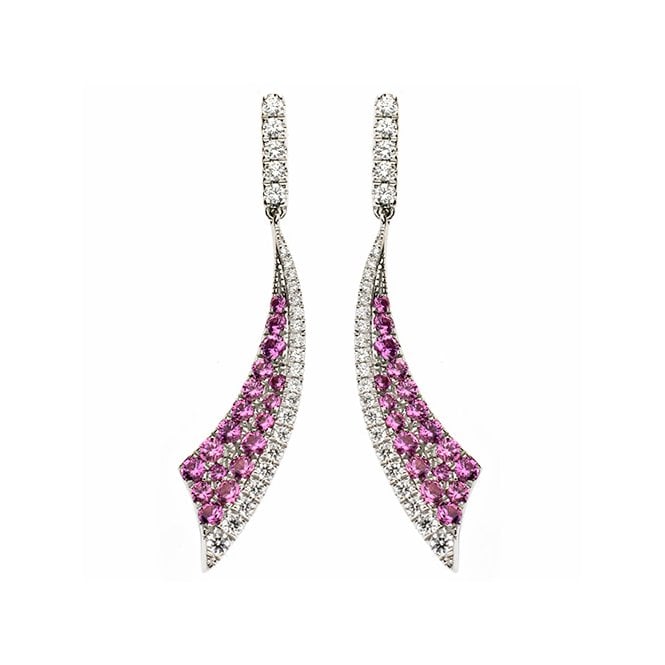 18ct diamond and pink sapphire drop earrings