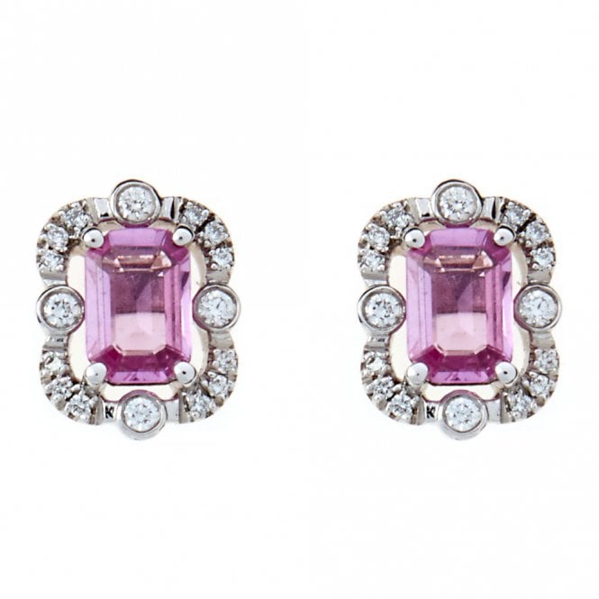 18ct diamond and pink sapphire earrings