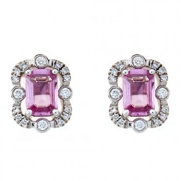 18ct diamond and pink sapphire earrings