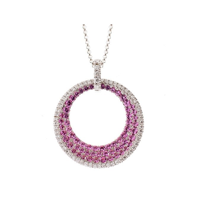 18ct diamond and pink sapphire necklace