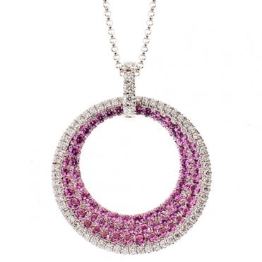 18ct diamond and pink sapphire necklace