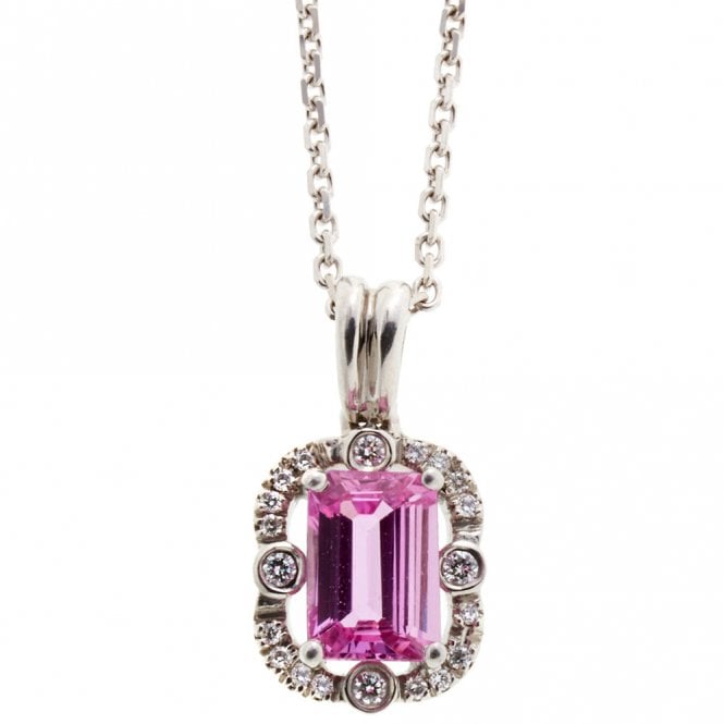 18ct diamond and pink sapphire necklace