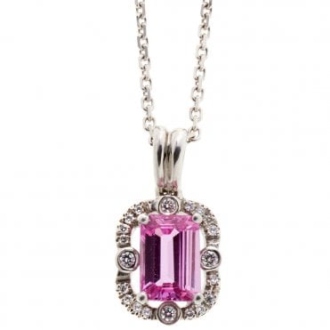 18ct diamond and pink sapphire necklace