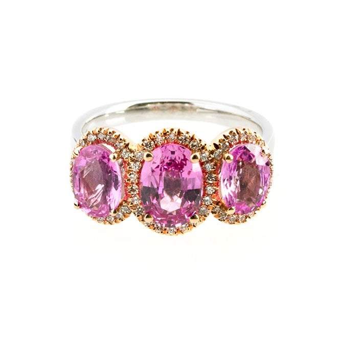 18ct diamond and pink sapphire ring