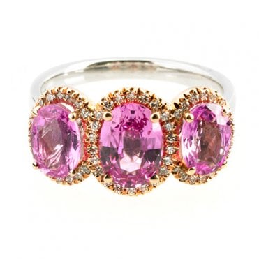18ct diamond and pink sapphire ring