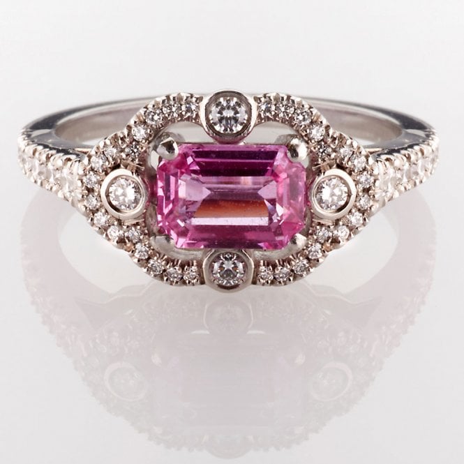 18ct diamond and pink sapphire ring