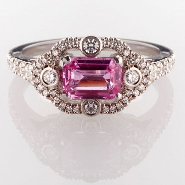 18ct diamond and pink sapphire ring