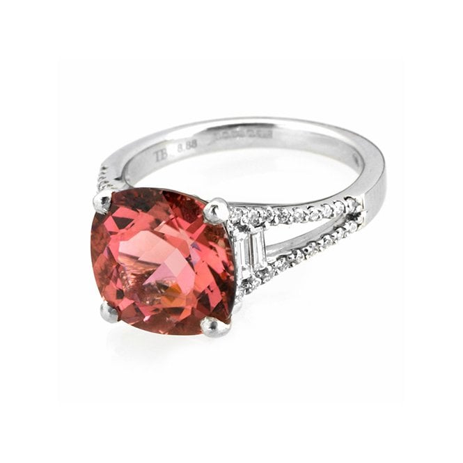 18ct diamond and pink tourmaline ring