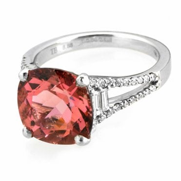 18ct diamond and pink tourmaline ring
