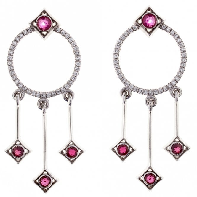 18ct diamond and ruby drop earrings