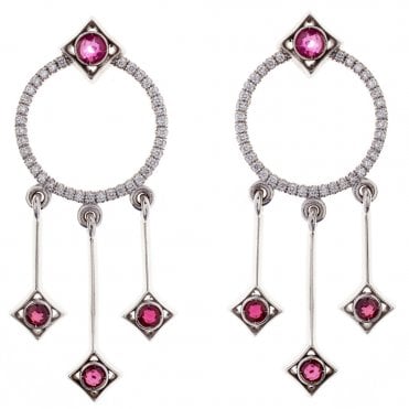 18ct diamond and ruby drop earrings