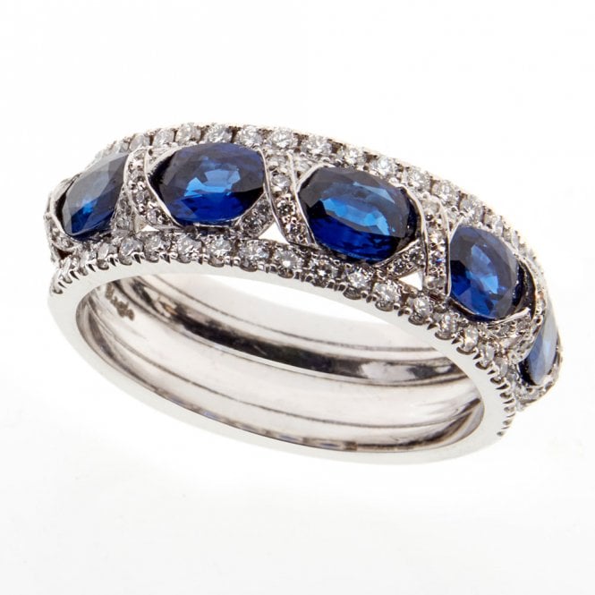 18ct diamond and sapphire kisses wedding ring