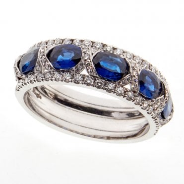 18ct diamond and sapphire kisses wedding ring