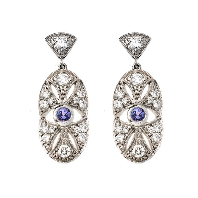 18ct diamond and tanzanite drop earrings