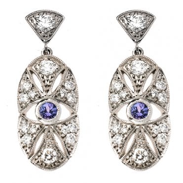 18ct diamond and tanzanite drop earrings