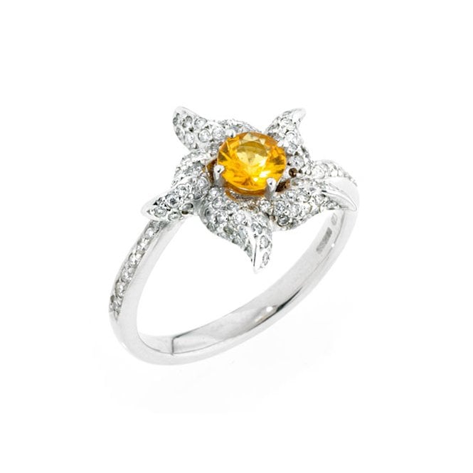 18ct diamond and yellow sapphire ring