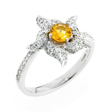 18ct diamond and yellow sapphire ring