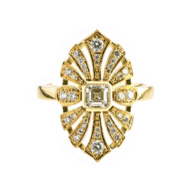 18ct diamond art deco ring
