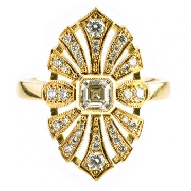 18ct diamond art deco ring