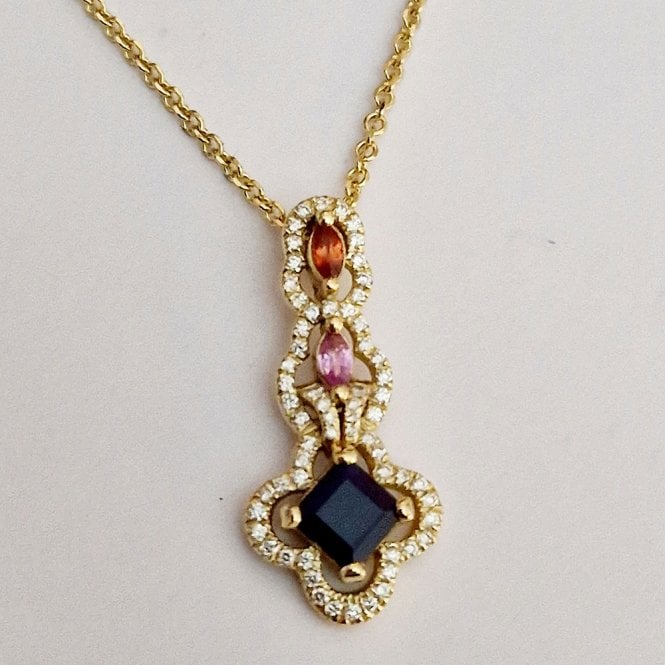 18ct Diamond & sapphire pendant and chain