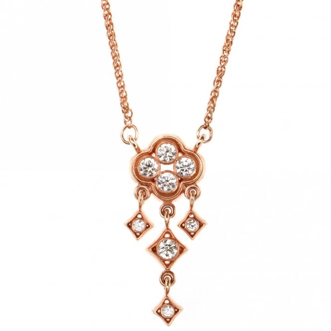 18ct gold and diamond trefoil pendant and chain