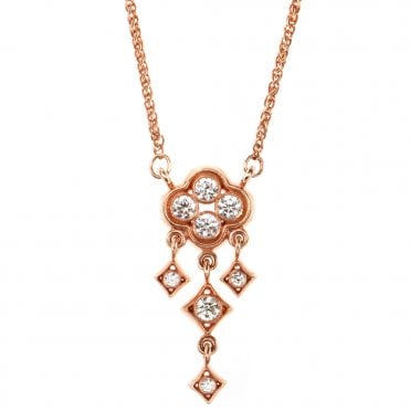 18ct gold and diamond trefoil pendant and chain