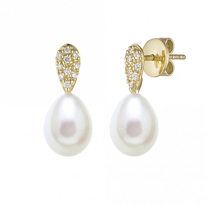 18ct gold diamond and pearl earrings