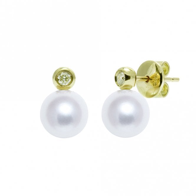 18ct gold diamond and pearl stud earrings