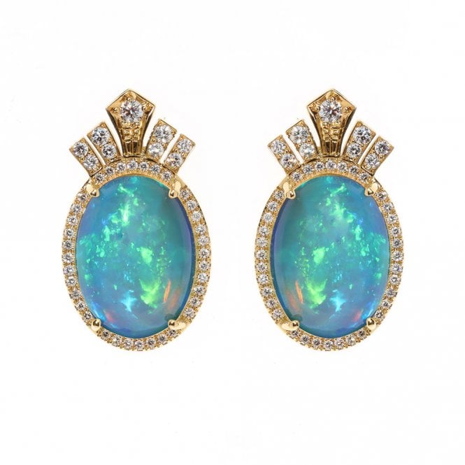 18ct gold opal and diamond earrings