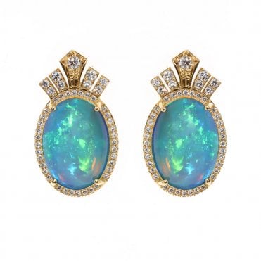 18ct gold opal and diamond earrings